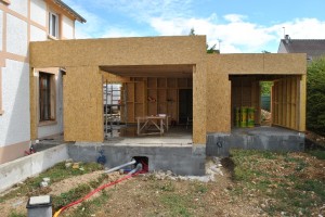 Photo ossature bois d'une extension